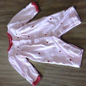 Carter newborn pink strawberry jumper made with love